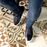 DapperFam Rivale in Dark Blue Men's Italian Leather Trainer