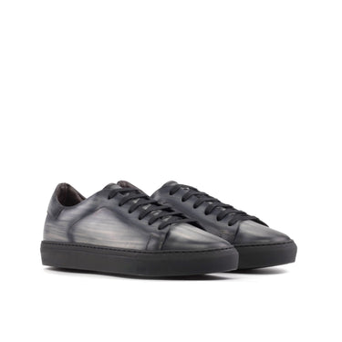DapperFam Rivale in Grey Men's Hand-Painted Patina Trainer in Grey