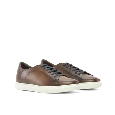 DapperFam Rivale in Med Brown Men's Italian Leather Trainer in Med Brown #color_ Med Brown