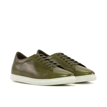 DapperFam Rivale in Olive Men's Italain Leather Trainer in Olive #color_ Olive