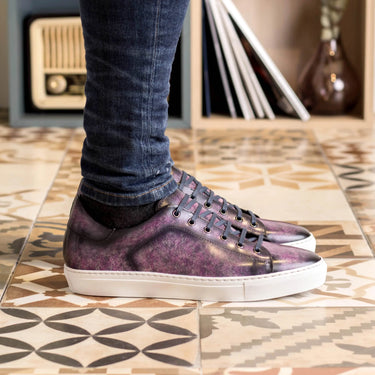 DapperFam Rivale in Purple Men's Hand-Painted Patina Trainer in #color_