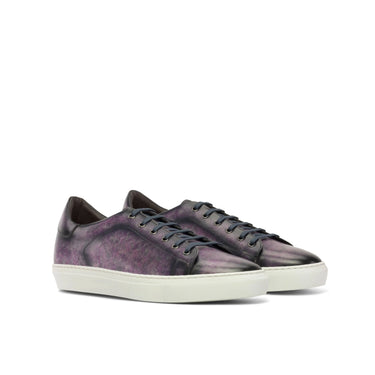 DapperFam Rivale in Purple Men's Hand-Painted Patina Trainer in Purple