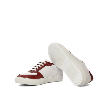 DapperFam Rivale in Red Men's Italian Croco Embossed Leather Trainer in #color_