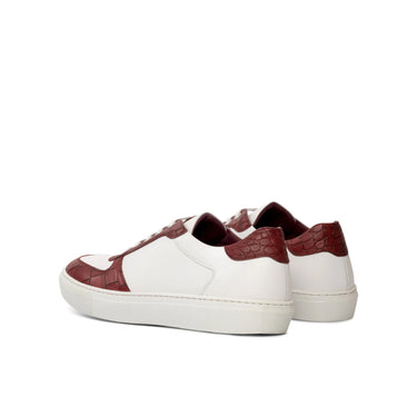 DapperFam Rivale in Red Men's Italian Croco Embossed Leather Trainer