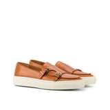 DapperFam Riviera in Light Brown Men's Italian Leather Monk Sneaker in Light Brown