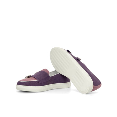 DapperFam Riviera in Purple / Plum Men's Linen Monk Sneaker in #color_