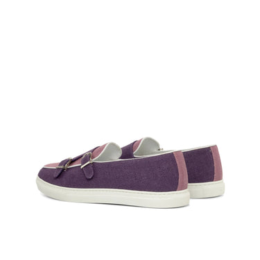 DapperFam Riviera in Purple / Plum Men's Linen Monk Sneaker in #color_