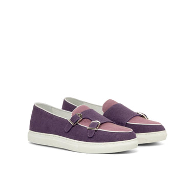 DapperFam Riviera in Purple / Plum Men's Linen Monk Sneaker in Purple / Plum #color_ Purple / Plum