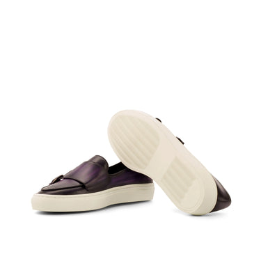 DapperFam Riviera in Purple Men's Hand-Painted Italian Leather Monk Sneaker in