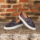 DapperFam Riviera in Purple Men's Hand-Painted Italian Leather Monk Sneaker