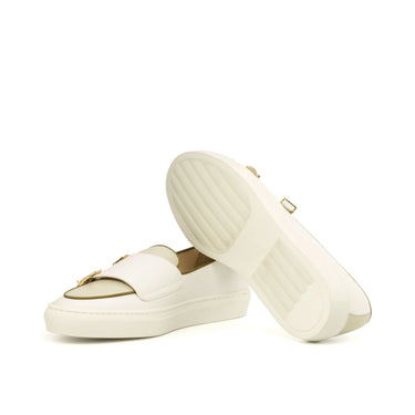 DapperFam Riviera in White / Nude Men's Italian Leather Monk Sneaker