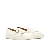 DapperFam Riviera in White Men's Italian Leather Monk Sneaker in White