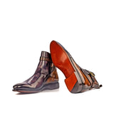 DapperFam Rohan in Aubergine / Tobacco Men's Hand-Painted Patina Jodhpur Boot