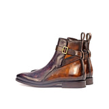 DapperFam Rohan in Aubergine / Tobacco Men's Hand-Painted Patina Jodhpur Boot