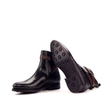 DapperFam Rohan in Black / Dark Brown Men's Italian Embossed & Pebble Grain Leather Jodhpur Boot
