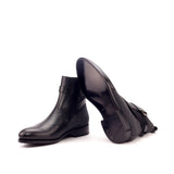 DapperFam Rohan in Black / Dark Grey Men's Flannel & Italian Leather Jodhpur Boot