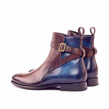 DapperFam Rohan in Brown / Denim Men's Hand-Painted Patina Jodhpur Boot