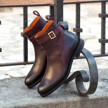 DapperFam Rohan in Burgundy Men's Italian Leather Jodhpur Boot in #color_