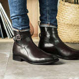 DapperFam Rohan in Dark Brown Men's Italian Leather Jodhpur Boot