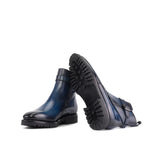 DapperFam Rohan in Denim Men's Hand-Painted Patina Jodhpur Boot