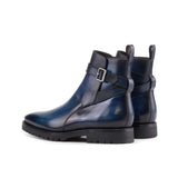 DapperFam Rohan in Denim Men's Hand-Painted Patina Jodhpur Boot