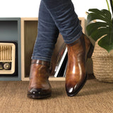 DapperFam Rohan in Fire Men's Hand-Painted Patina Jodhpur Boot