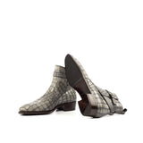 DapperFam Rohan in Grey Men's Italian Croco Embossed Leather Jodhpur Boot