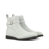 DapperFam Rohan in Light Grey Men's Italian Suede Jodhpur Boot in Light Grey