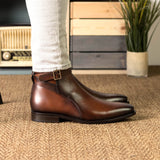 DapperFam Rohan in Med Brown Men's Italian Leather Jodhpur Boot