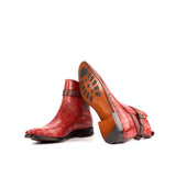 DapperFam Rohan in Red / Burgundy Men's Italian Croco Embossed Leather Jodhpur Boot