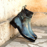 DapperFam Rohan in Turquoise Men's Hand-Painted Patina Jodhpur Boot