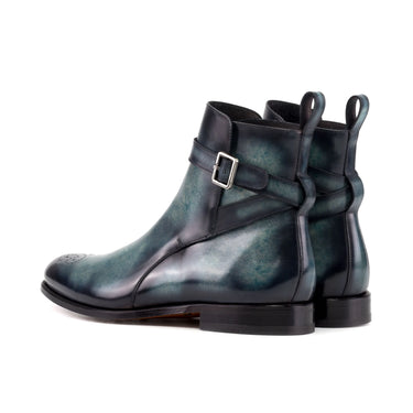 DapperFam Rohan in Turquoise Men's Hand-Painted Patina Jodhpur Boot in #color_