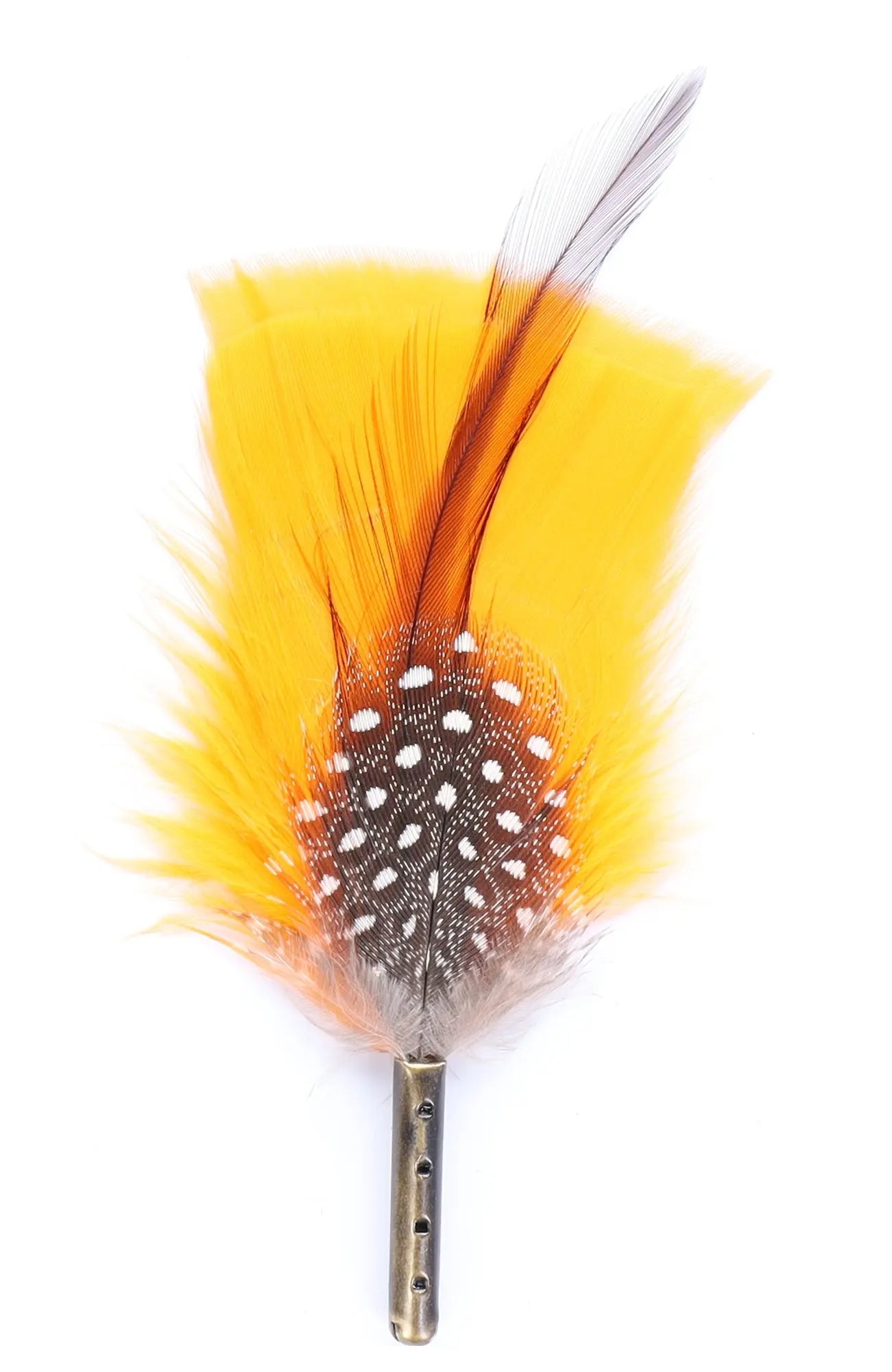 DapperFam Sunset Stroll 4 in Guinea & Poultry Hat Feather Bronze Tip