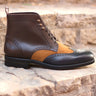 DapperFam Valiant in Black / Dark Brown / Camel Men's Italian Leather & Lux Suede Military Brogue in Black / Dark Brown / Camel