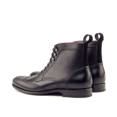 DapperFam Valiant in Black Men's Italian Suede & Pebble Grain Leather Military Brogue