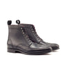 DapperFam Valiant in Black Men's Italian Suede & Pebble Grain Leather Military Brogue in Black