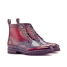 DapperFam Valiant in Burgundy / Grey Men's Hand-Painted Patina Military Brogue in Burgundy / Grey