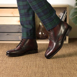 DapperFam Valiant in Burgundy Men's Italian Leather Military Brogue — Style 5657