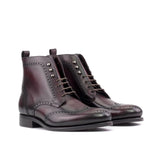 DapperFam Valiant in Burgundy Men's Italian Leather Military Brogue — Style 5651
