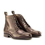 DapperFam Valiant in Dark Brown Men's Italian Leather Military Brogue — Style 5013
