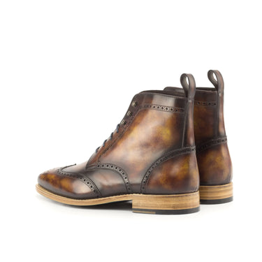 DapperFam Valiant in Fire Men's Hand-Painted Patina Military Brogue