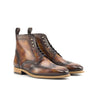 DapperFam Valiant in Fire Men's Hand-Painted Patina Military Brogue in Fire