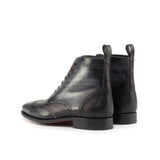 DapperFam Valiant in Grey / Black Men's Italian Leather & Hand-Painted Patina Military Brogue