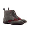 DapperFam Valiant in Grey / Burgundy Men's Lux Suede Military Brogue in Grey / Burgundy