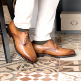 DapperFam Vero in Cognac Men's Italian Leather Derby — Style 5423