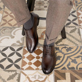 DapperFam Vero in Dark Brown Men's Italian Leather Derby — Style 5542