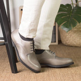 DapperFam Vero in Grey Men's Italian Leather Derby — Style 5559