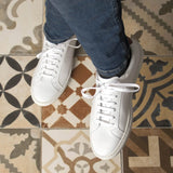 DapperFam Verve in White Men's Italian Leather Low Kick — Style 5571