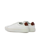DapperFam Verve in White Men's Italian Leather Low Kick