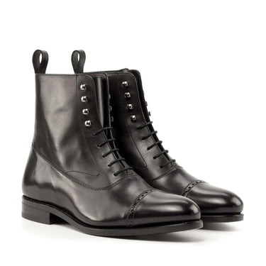 DapperFam Vittorio in Black Men's Italian Leather Balmoral Boot in Black #color_ Black